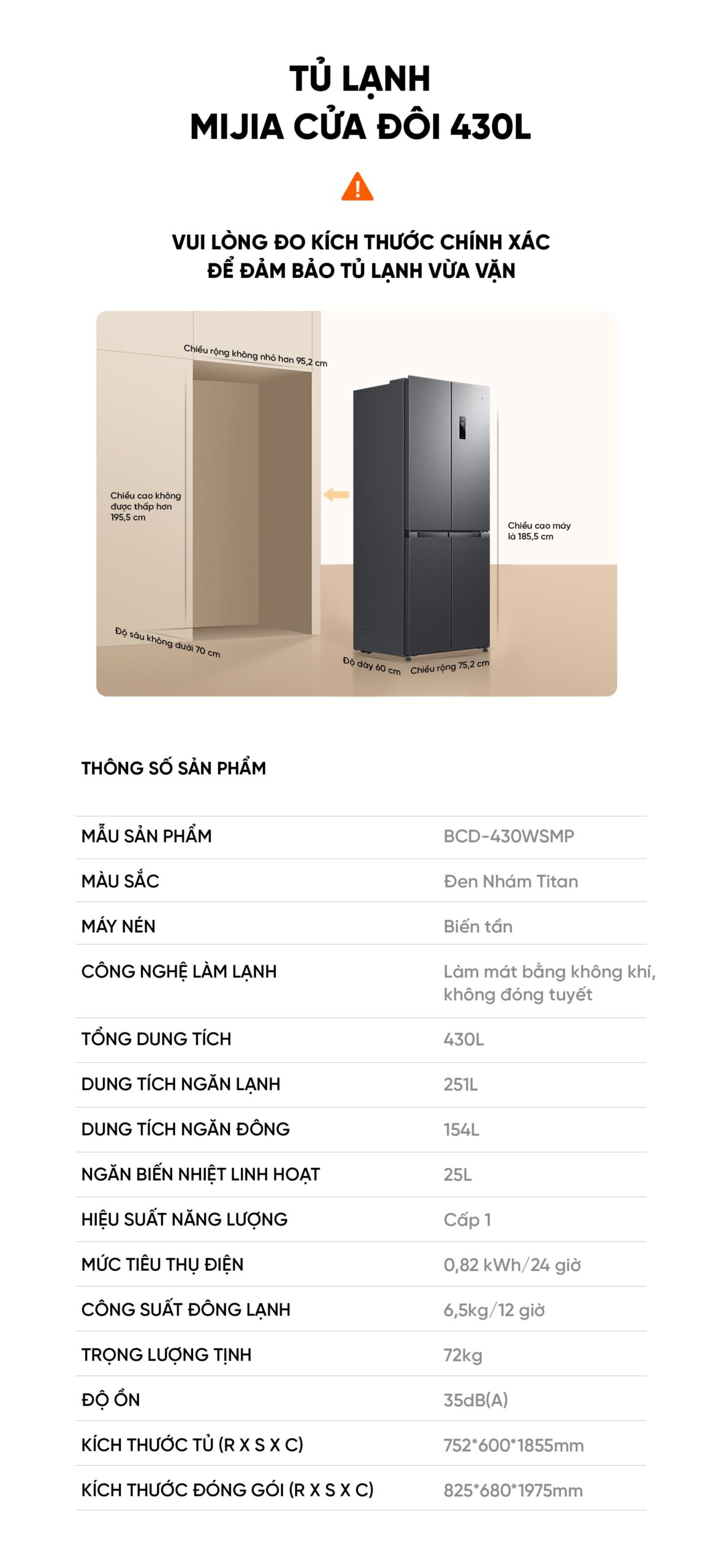 Tủ lạnh Xiaomi Mijia 430L 2026, 4 cánh, ion khử khuẩn, cấp đông nhanh
