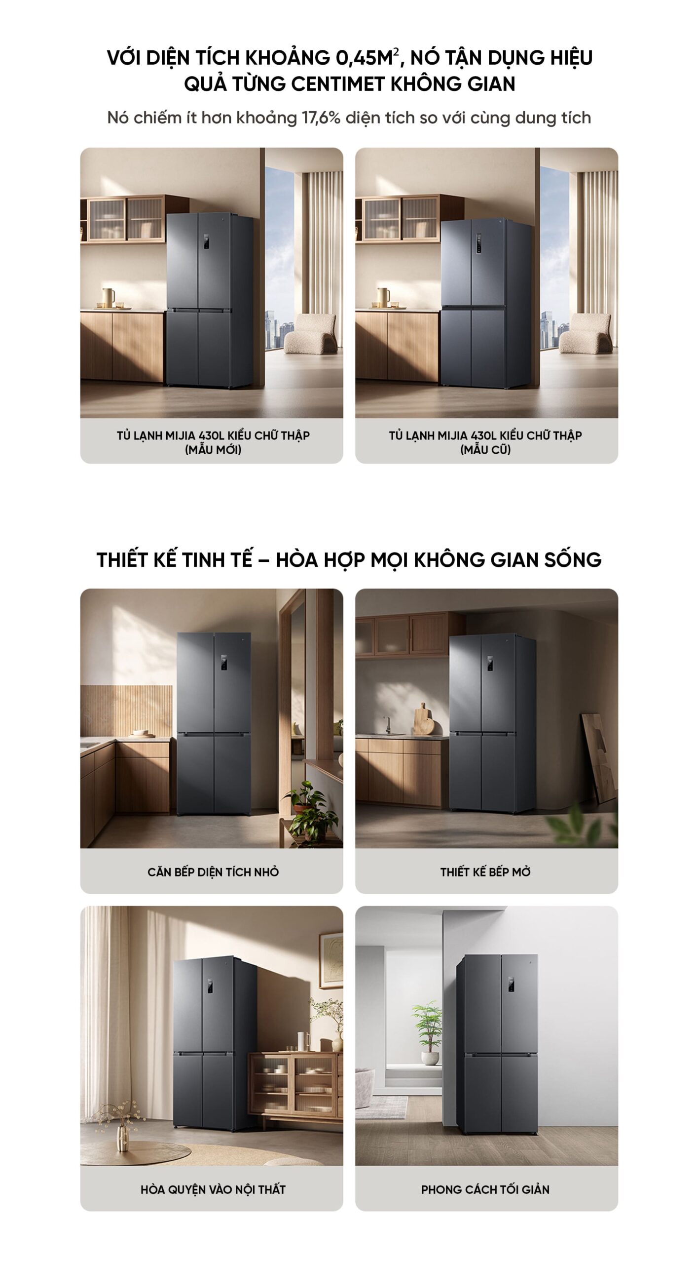 Tủ lạnh Xiaomi Mijia 430L 2026, 4 cánh, ion khử khuẩn, cấp đông nhanh