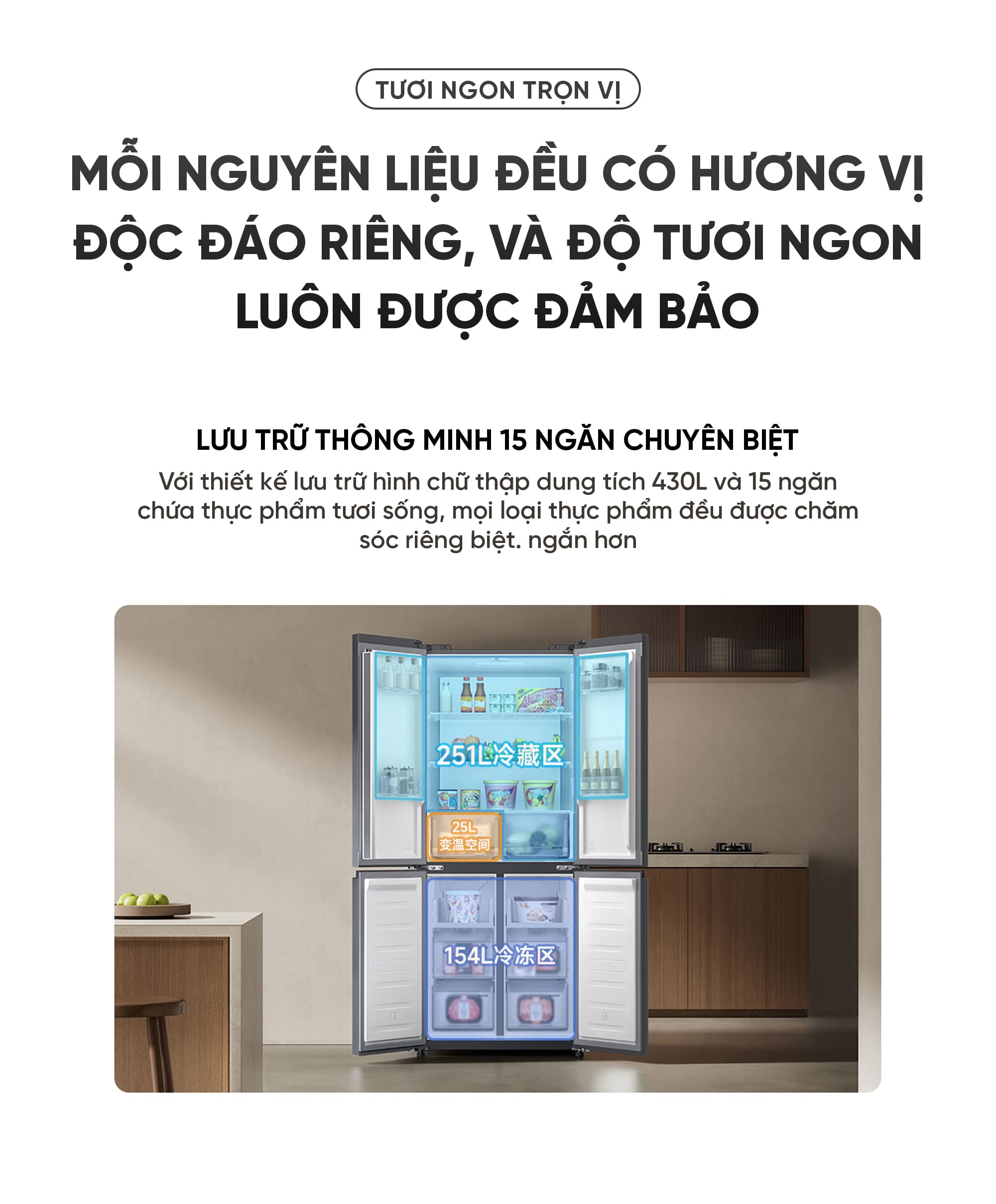 Tủ lạnh Xiaomi Mijia 430L 2026, 4 cánh, ion khử khuẩn, cấp đông nhanh