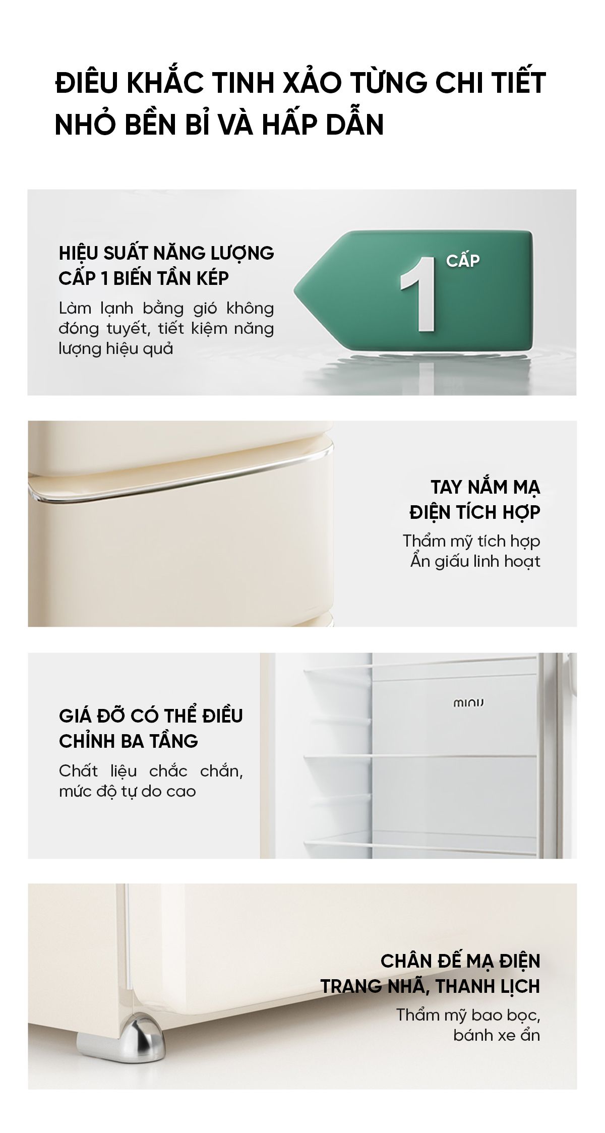 Tủ lạnh MiniJ Retro 402L thiết kế 3 cửa
