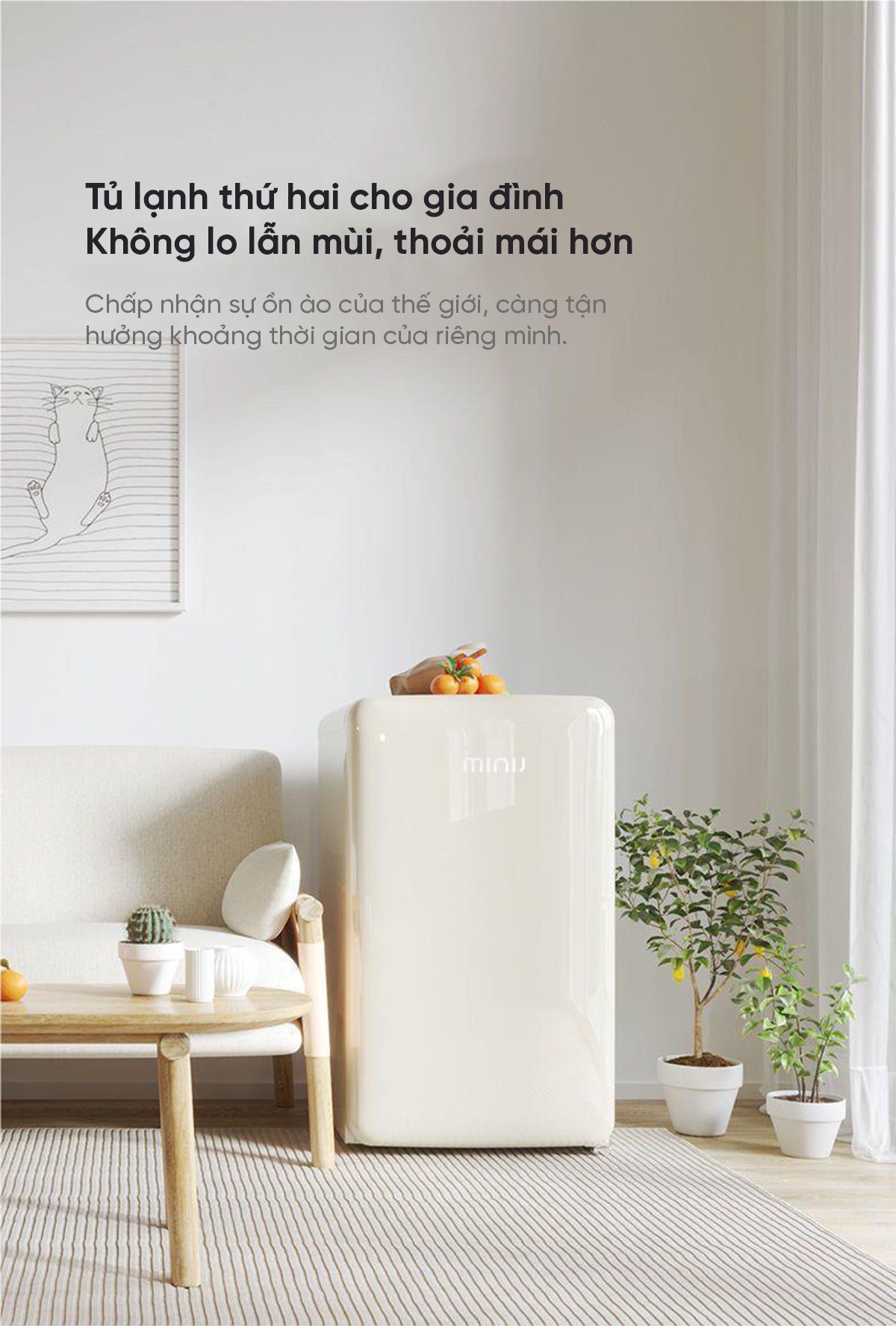 Tủ lạnh MiniJ Retro 121L nhỏ gọn thiết kế cổ điển