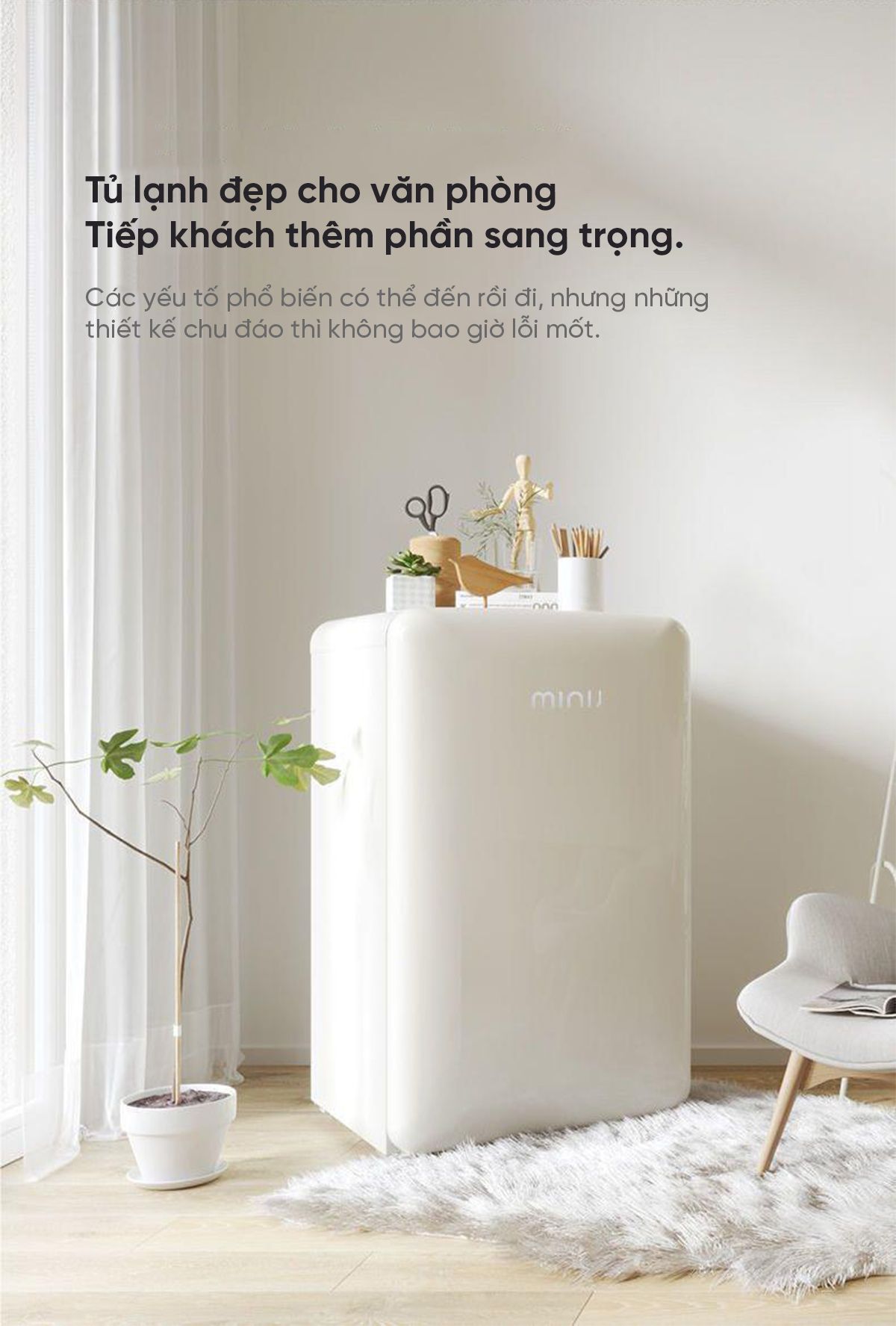 Tủ lạnh MiniJ Retro 121L nhỏ gọn thiết kế cổ điển