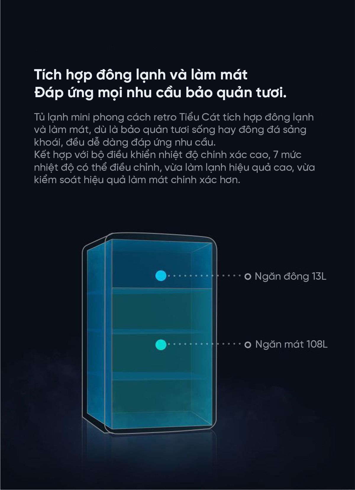 Tủ lạnh MiniJ Retro 121L nhỏ gọn thiết kế cổ điển