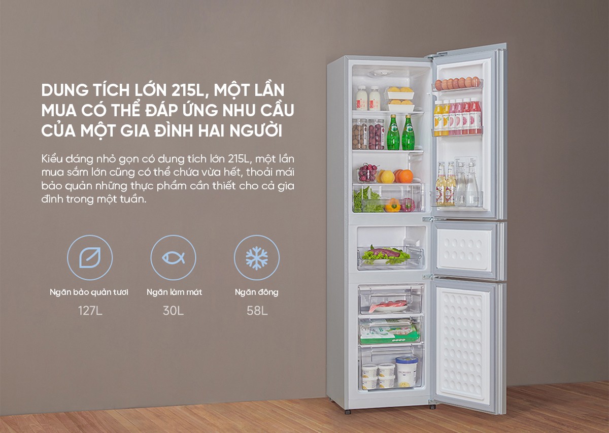 Tủ lạnh 3 cánh Xiaomi Mijia 215L thiết kế độc đáo, có ngăn đông mềm