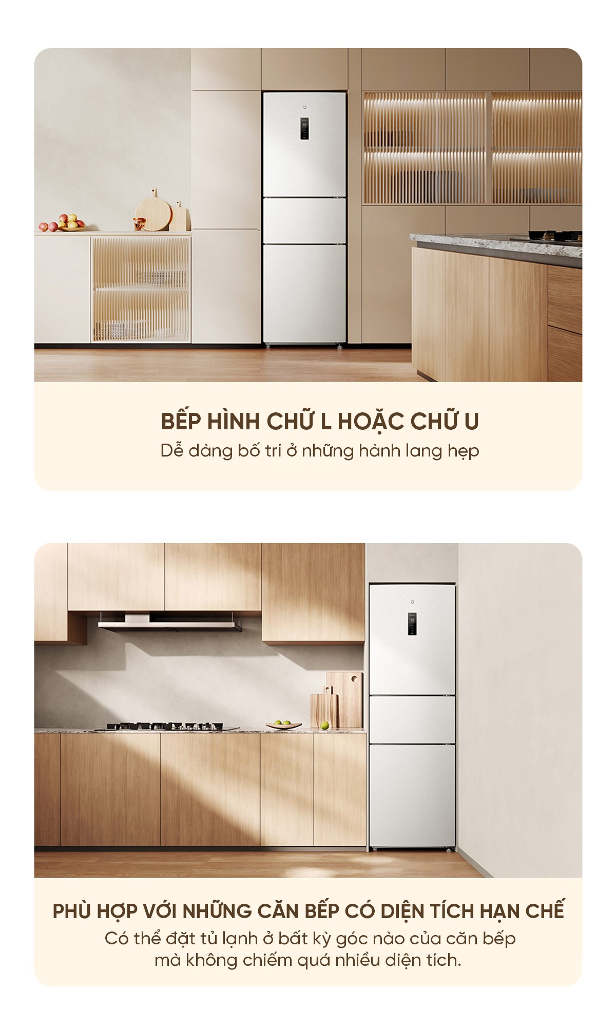 Tủ lạnh 3 cửa độc lập Xiaomi Mijia 256L lưu trữ thực phẩm hiện đại và thông minh