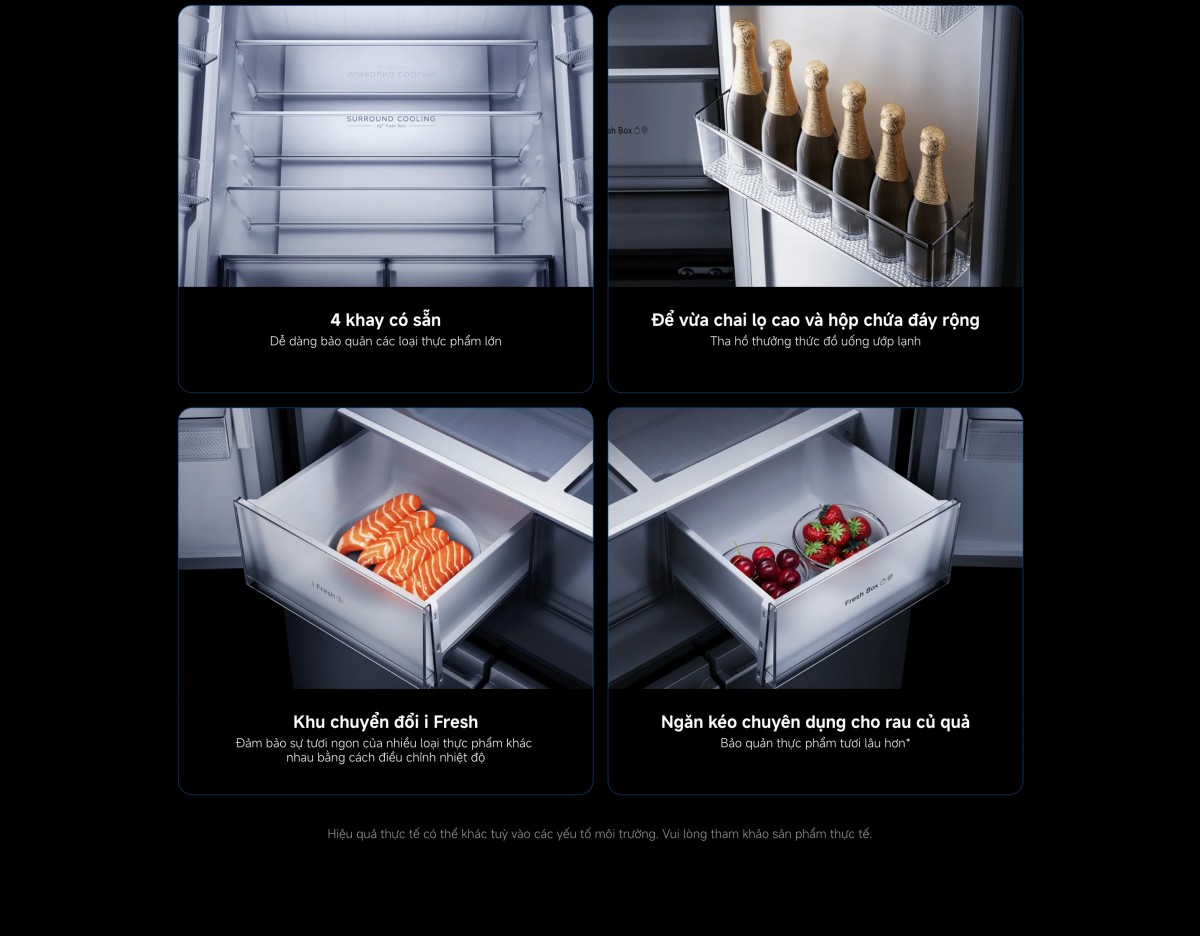 Tủ lạnh Xiaomi Mijia Refrigerator Cross Door 510L, Dual inverter Tiết kiệm điện và vận hành êm ái