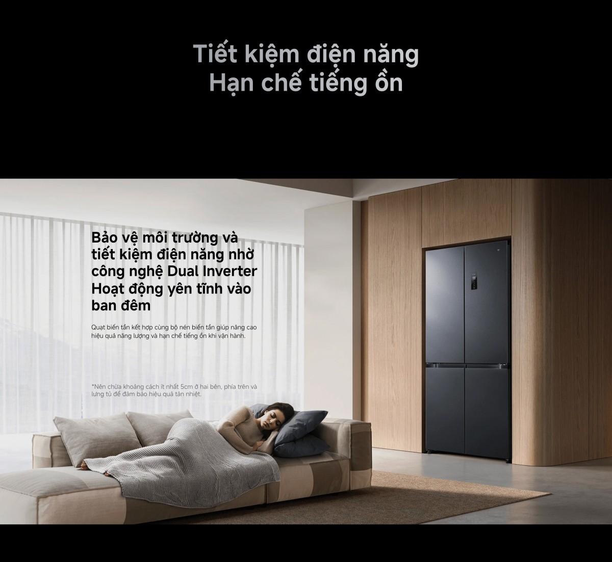 Tủ lạnh Xiaomi Mijia Refrigerator Cross Door 510L, Dual inverter Tiết kiệm điện và vận hành êm ái